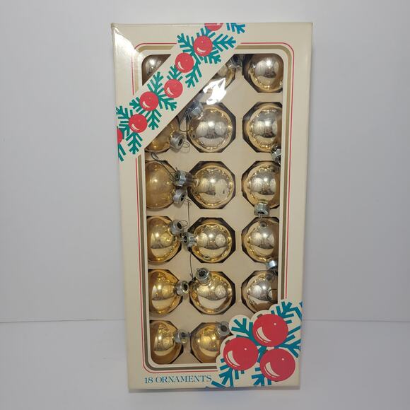 18 Gold Glass Vintage Christmas Ornaments by Rauch K-Mart - Picture 1 of 11